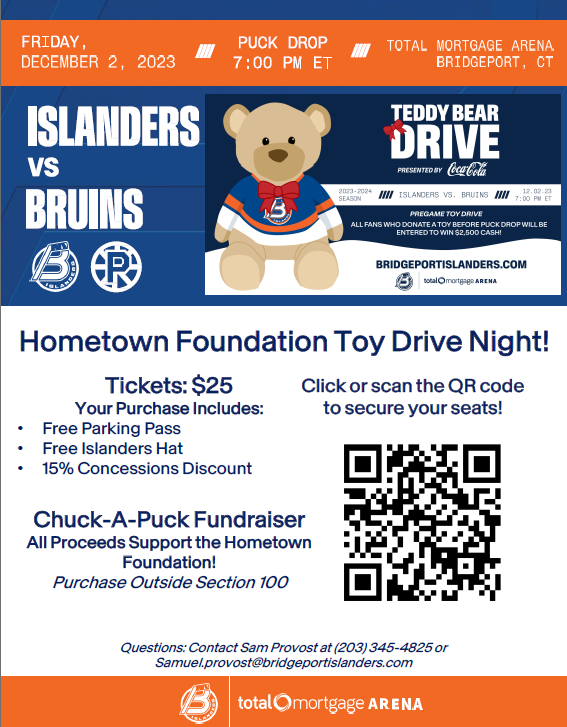 Hometown Holidays Toy Drive at the Bridgeport Islanders