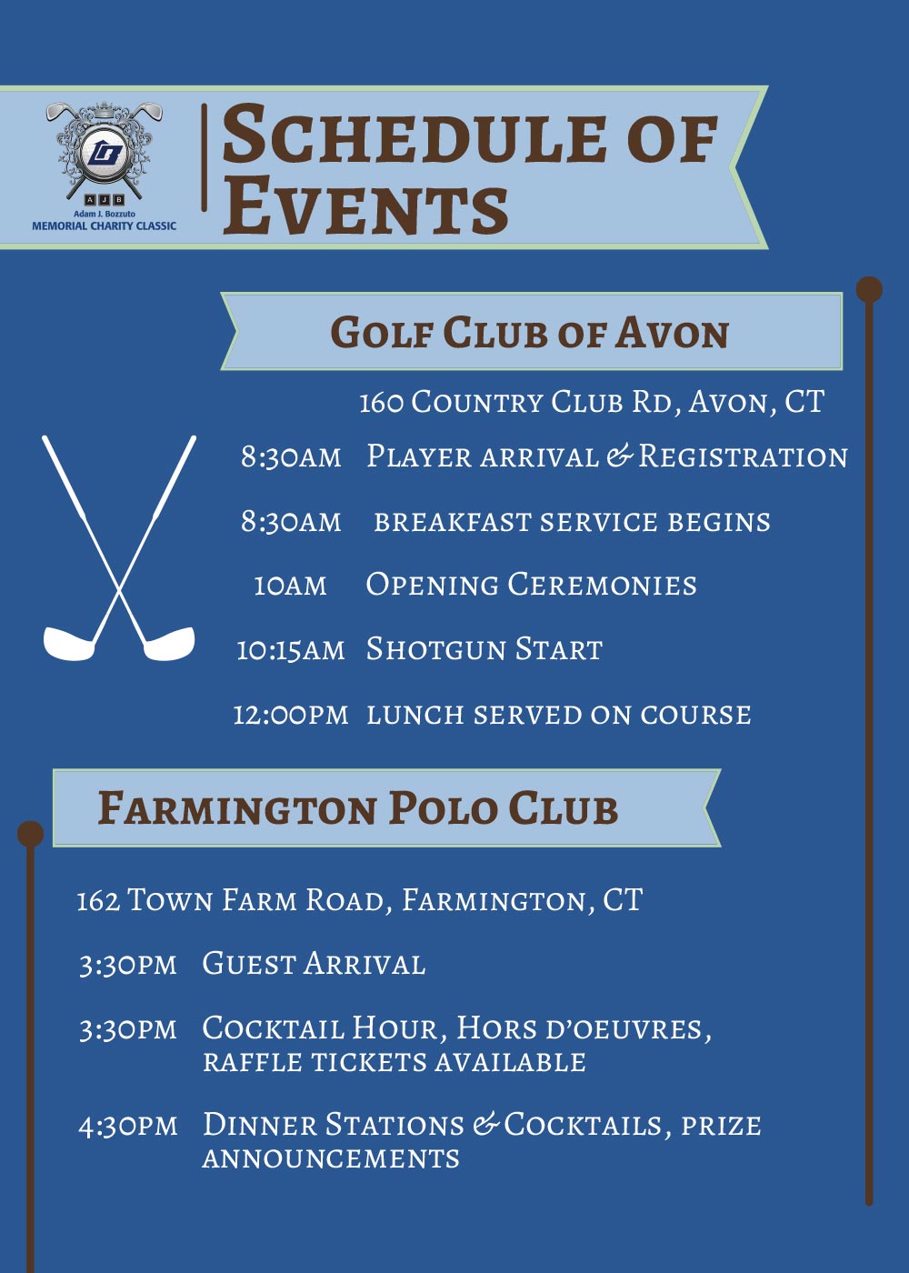 Adam J. Bozzuto Memorial Charity Classic Schedule 2025