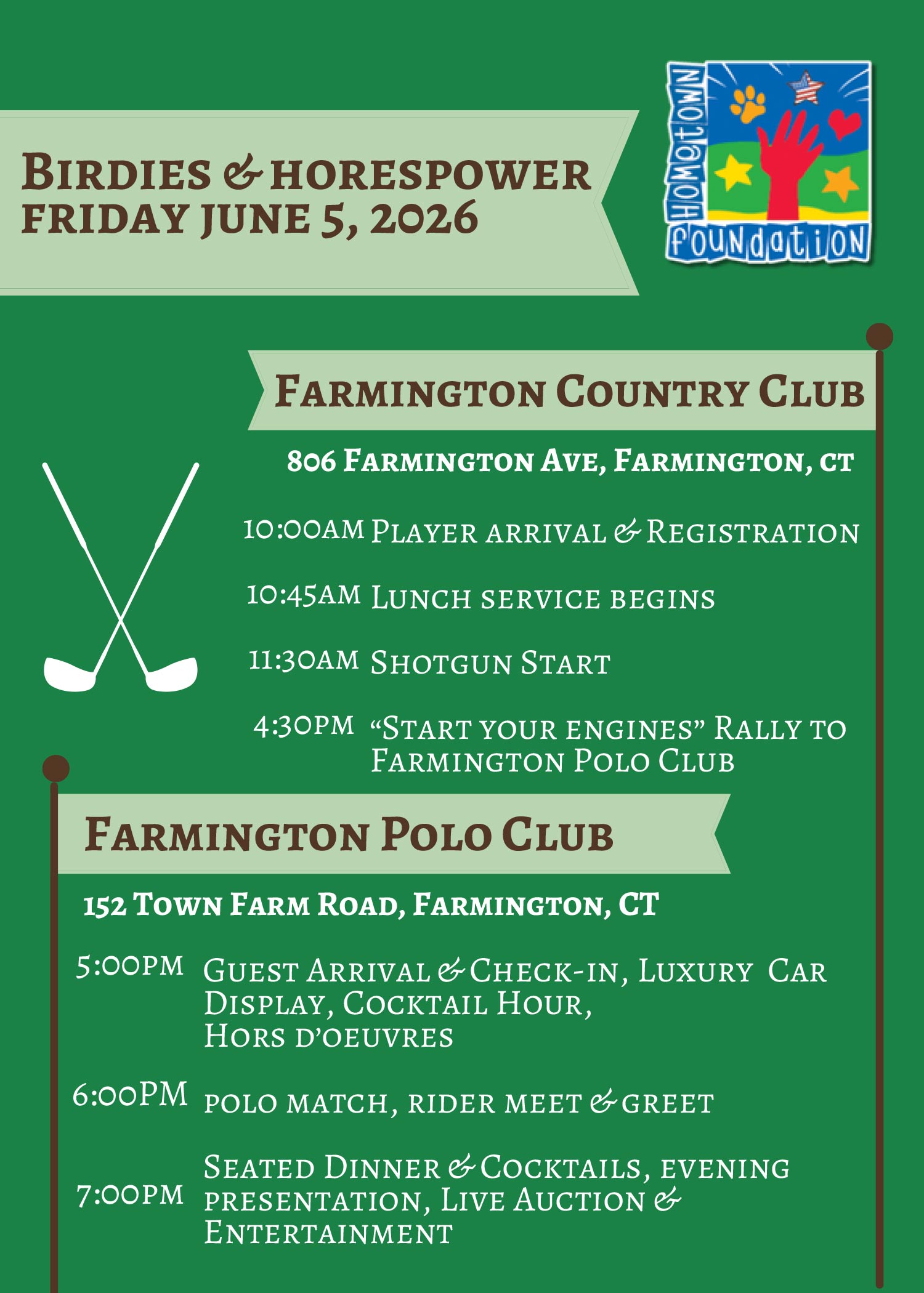 Birdies and Horsepower Schedule